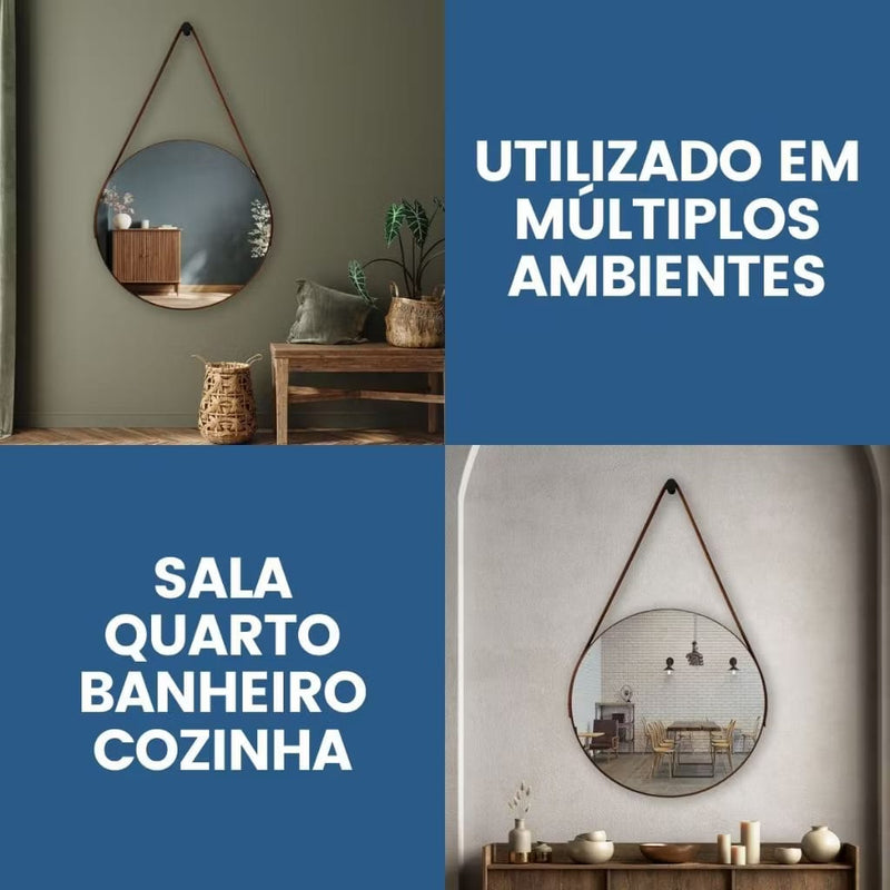 Espelho Com Alça + Suporte E Pendurador